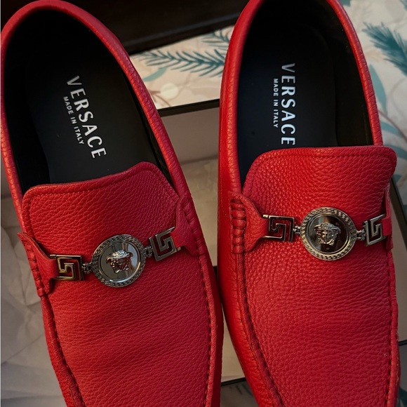 Neiman Marcus Red Leather Loafers